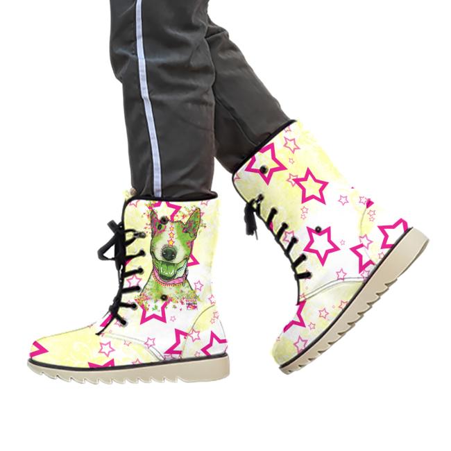 Winterboots mit Hundemotiv Bärbel - gefütterte Winterschuhe, Stiefel, bunt, Grösse 35-44, Mix, Mischling, Bullterrier, Bulli